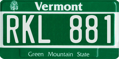 VT license plate RKL881