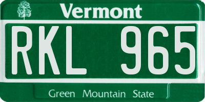 VT license plate RKL965