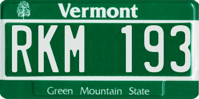 VT license plate RKM193
