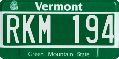 VT license plate RKM194