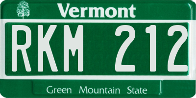 VT license plate RKM212