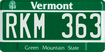 VT license plate RKM363