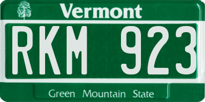 VT license plate RKM923