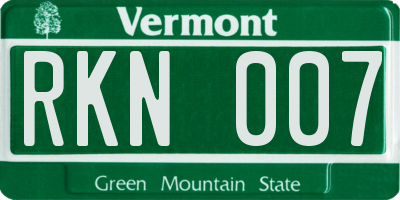 VT license plate RKN007