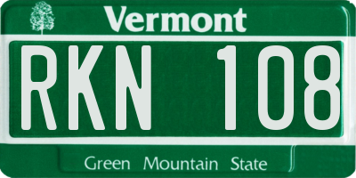 VT license plate RKN108