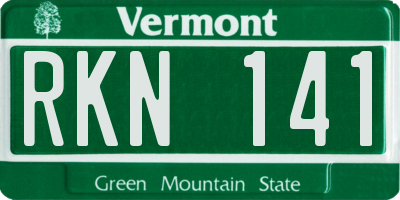 VT license plate RKN141