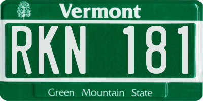 VT license plate RKN181