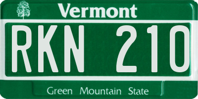 VT license plate RKN210