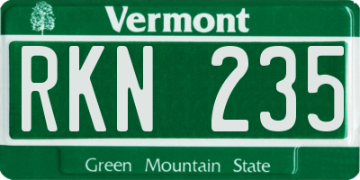 VT license plate RKN235