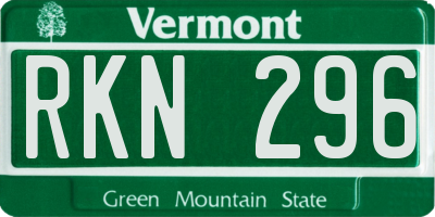 VT license plate RKN296