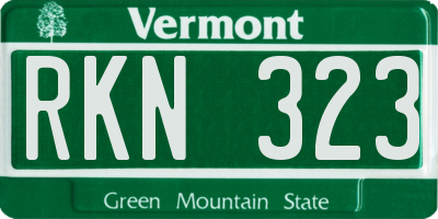 VT license plate RKN323