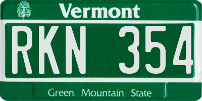 VT license plate RKN354