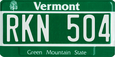 VT license plate RKN504