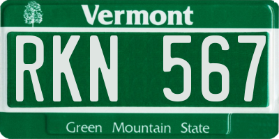 VT license plate RKN567