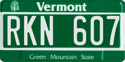 VT license plate RKN607