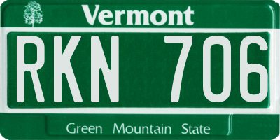 VT license plate RKN706