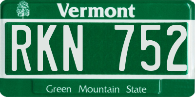 VT license plate RKN752