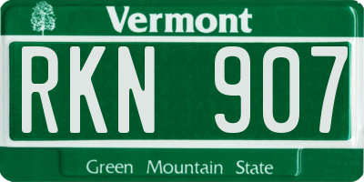 VT license plate RKN907