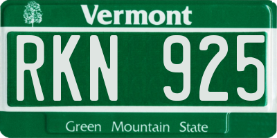 VT license plate RKN925