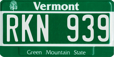 VT license plate RKN939