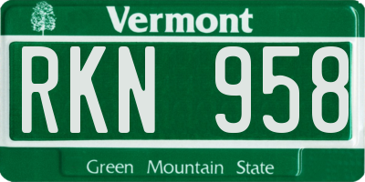 VT license plate RKN958