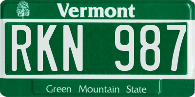 VT license plate RKN987