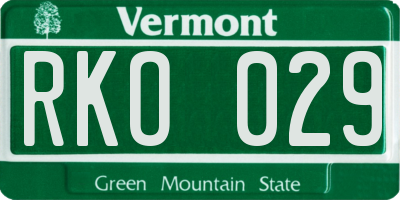 VT license plate RKO029