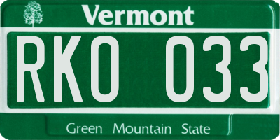 VT license plate RKO033