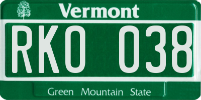 VT license plate RKO038