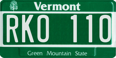 VT license plate RKO110