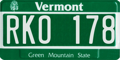 VT license plate RKO178