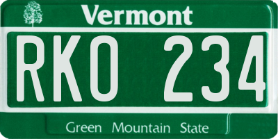 VT license plate RKO234