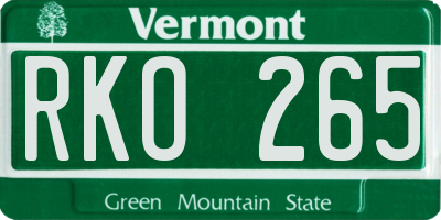 VT license plate RKO265