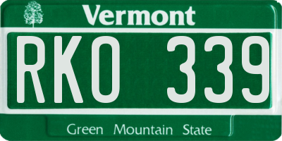 VT license plate RKO339