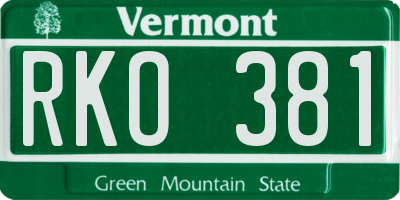 VT license plate RKO381