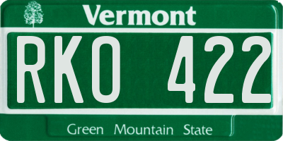 VT license plate RKO422