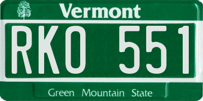 VT license plate RKO551