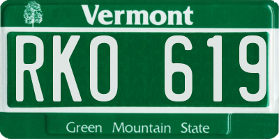 VT license plate RKO619