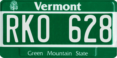 VT license plate RKO628