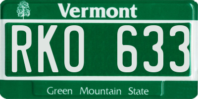VT license plate RKO633