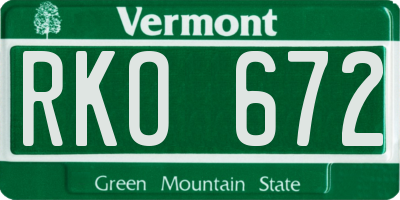 VT license plate RKO672