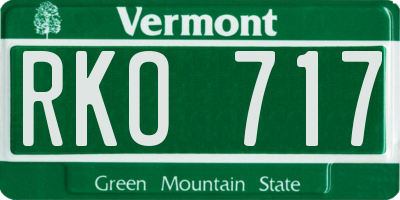 VT license plate RKO717