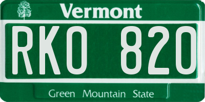VT license plate RKO820