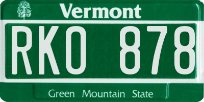 VT license plate RKO878