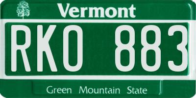 VT license plate RKO883