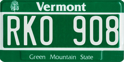 VT license plate RKO908