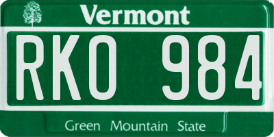 VT license plate RKO984