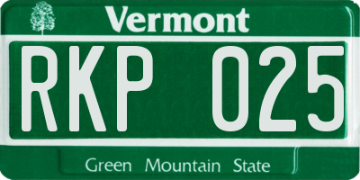 VT license plate RKP025