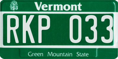 VT license plate RKP033