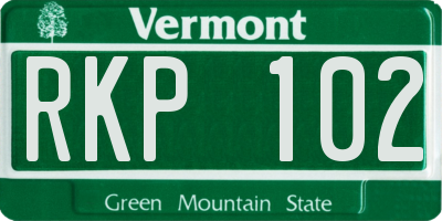 VT license plate RKP102